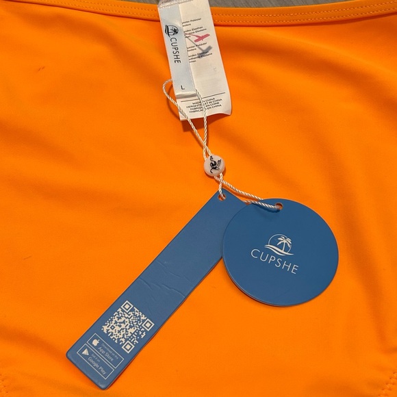 Cupshe High-Waist Bikini Bottoms in Bright Orange size large NWT new - Picture 4 of 8
